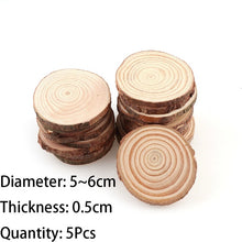 Load image into Gallery viewer, 3-12cm Thick 1 Pack Natural Pine Round Unfinished Wood Slices Circles With Tree Bark Log Discs DIY Crafts Wedding Party Painting

