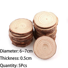 Load image into Gallery viewer, 3-12cm Thick 1 Pack Natural Pine Round Unfinished Wood Slices Circles With Tree Bark Log Discs DIY Crafts Wedding Party Painting
