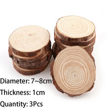 Load image into Gallery viewer, 3-12cm Thick 1 Pack Natural Pine Round Unfinished Wood Slices Circles With Tree Bark Log Discs DIY Crafts Wedding Party Painting
